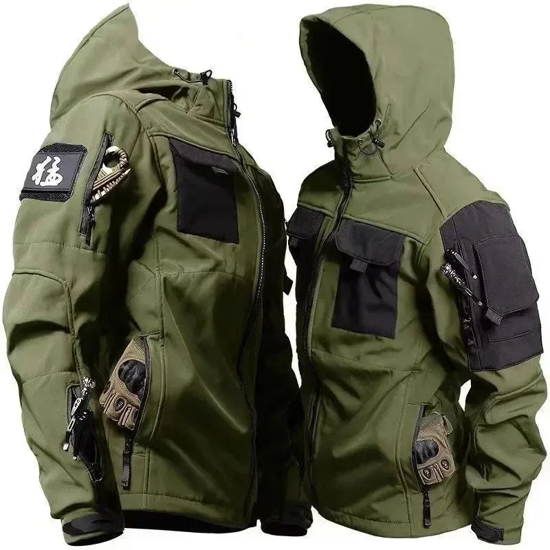 New Men's Winter Velvet Thickened Outdoor Invader Soft Shell Tactics Windproof and Waterproof Mountaineering Charge Set - Trekker Essentials