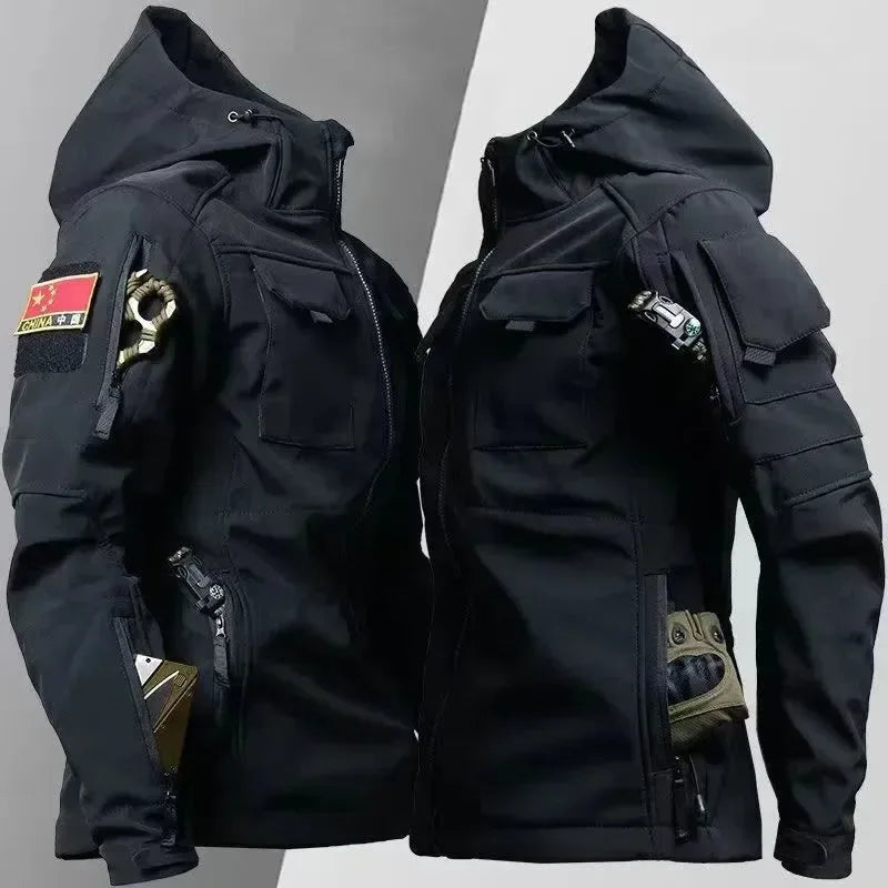 New Men's Winter Velvet Thickened Outdoor Invader Soft Shell Tactics Windproof and Waterproof Mountaineering Charge Set - Trekker Essentials
