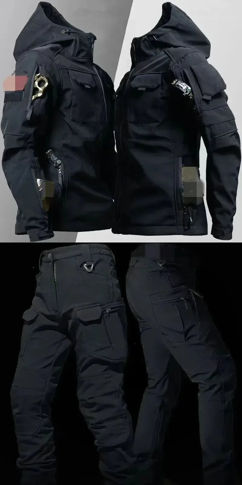 New Men's Winter Velvet Thickened Outdoor Invader Soft Shell Tactics Windproof and Waterproof Mountaineering Charge Set - Trekker Essentials