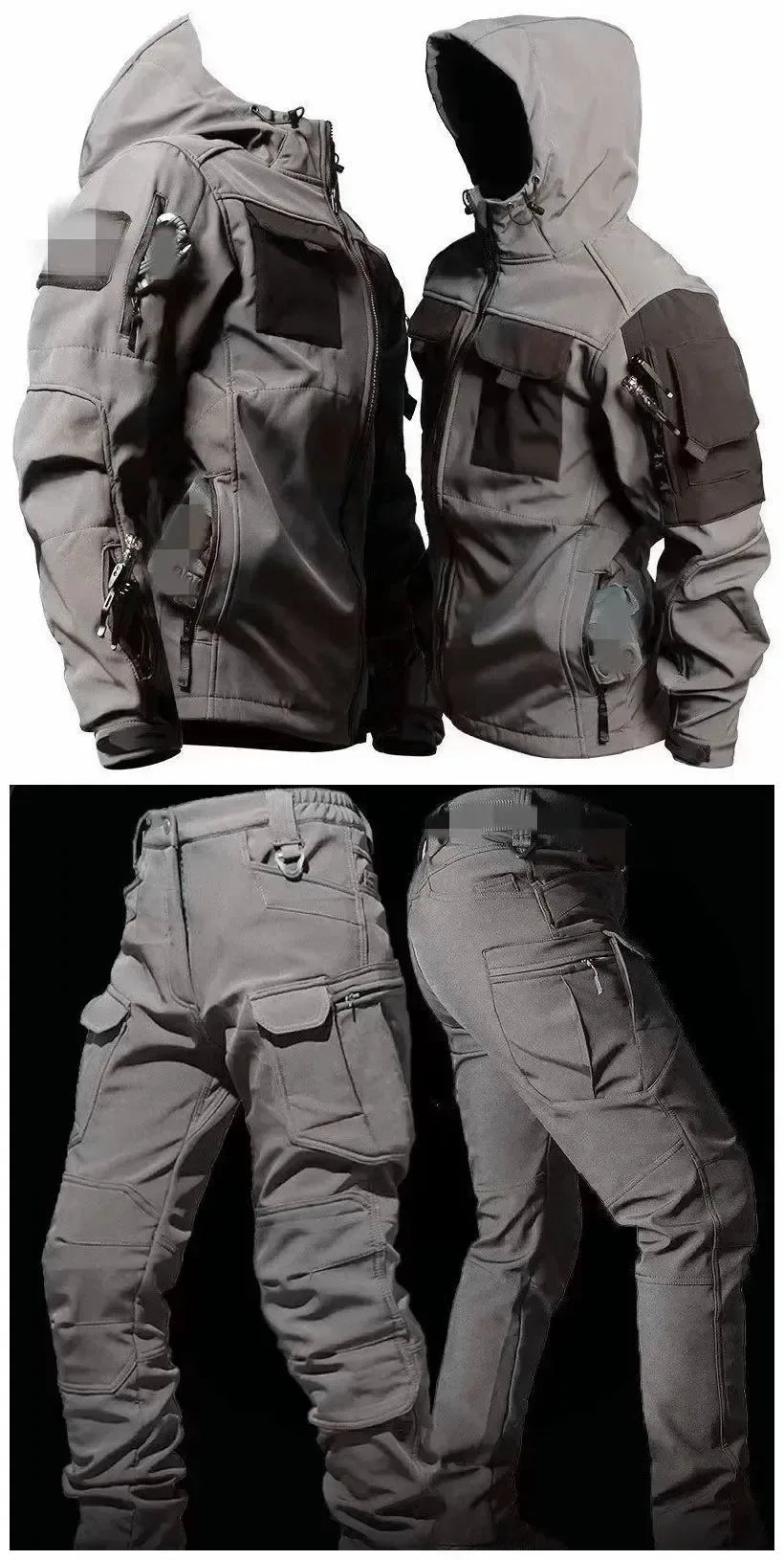 New Men's Winter Velvet Thickened Outdoor Invader Soft Shell Tactics Windproof and Waterproof Mountaineering Charge Set - Trekker Essentials