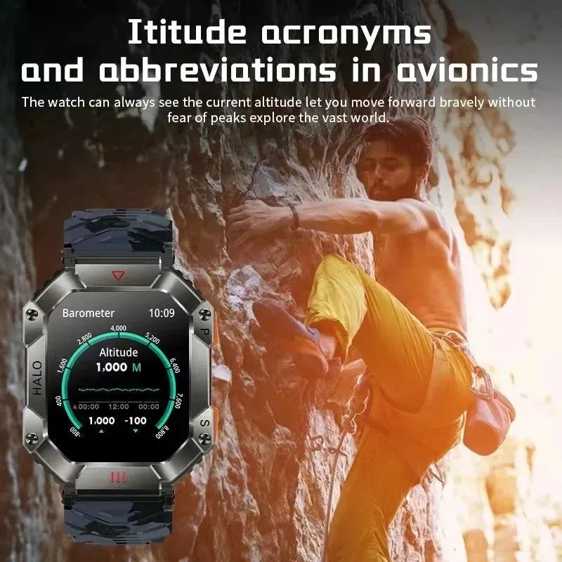 New Military Outdoor Smart Watch - GPS, Weather Tracking, AI Voice, 120+ Sports Modes, for Men and Women - Trekker Essentials