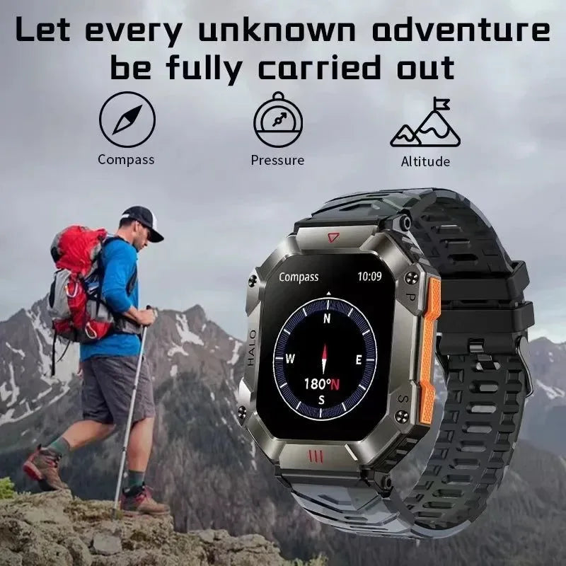 New Military Outdoor Smart Watch - GPS, Weather Tracking, AI Voice, 120+ Sports Modes, for Men and Women - Trekker Essentials