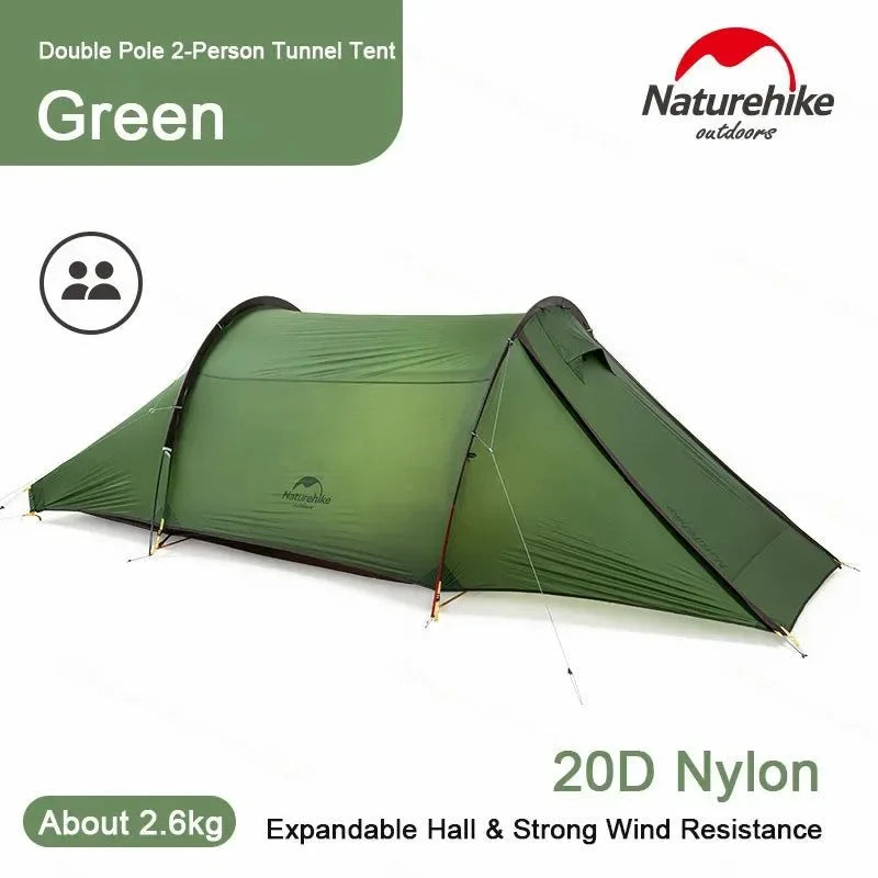 New Tunnel Camping Tent: 2-Person Ultralight 20D Waterproof 4-Season Travel Tent - Trekker Essentials