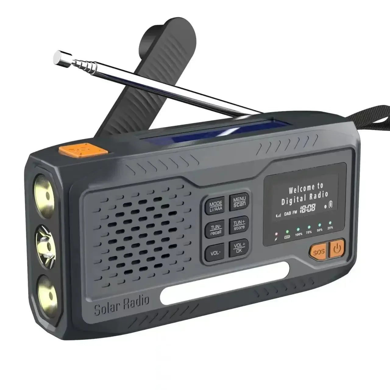 NOAA/DAB/FM Radio Emergency Radio Portable Solar Radio Receiver Hand Crank Dynamo Outdoor Bluetooth Speaker with LED Flashlight - Trekker Essentials