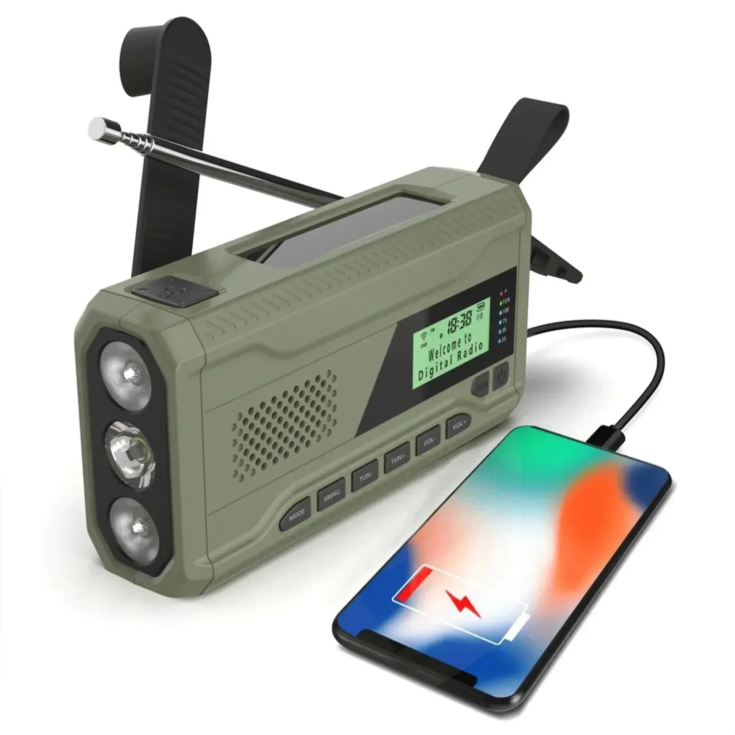 NOAA/DAB/FM Radio Emergency Radio Portable Solar Radio Receiver Hand Crank Dynamo Outdoor Bluetooth Speaker with LED Flashlight - Trekker Essentials