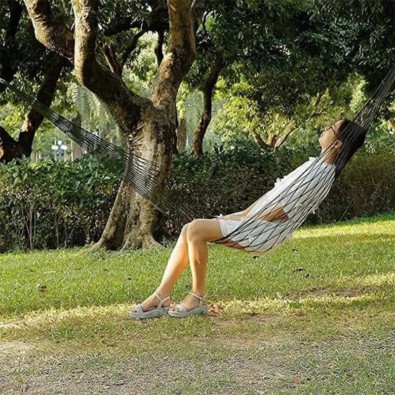Nylon Rope Mesh Hammock - Outdoor Sleeping Net Bed with Rope for Relaxation - Trekker Essentials