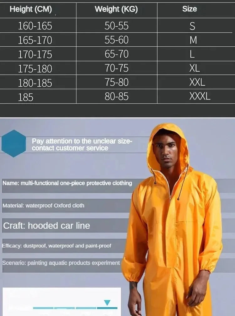 One-Piece Hooded Waterproof Motorcycle Riding Raincoat - Lightweight Dustproof Outdoor Work Clothes for Men and Women - Trekker Essentials