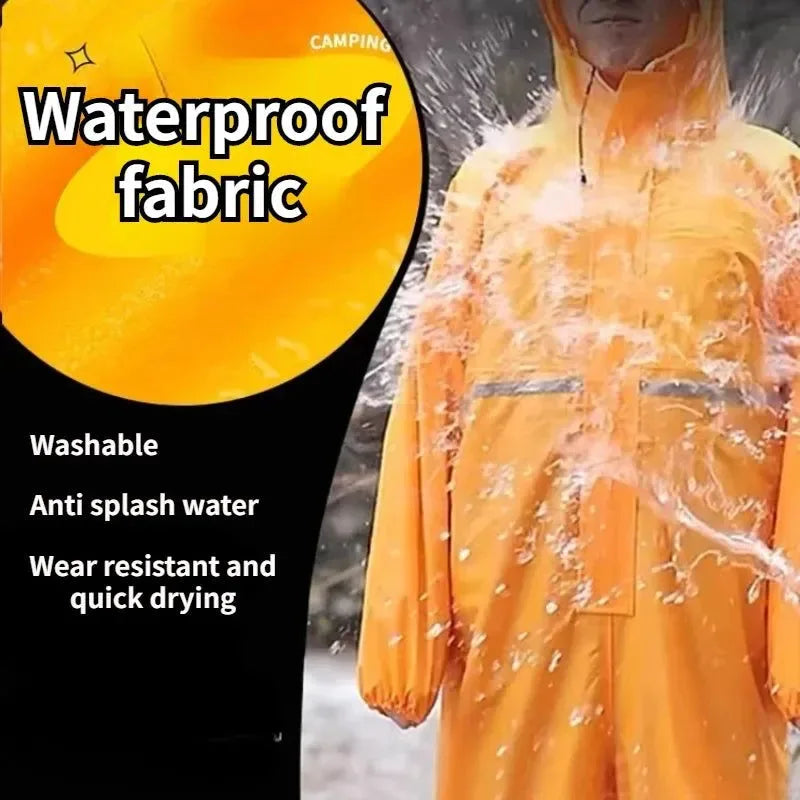 One-Piece Hooded Waterproof Motorcycle Riding Raincoat - Lightweight Dustproof Outdoor Work Clothes for Men and Women - Trekker Essentials