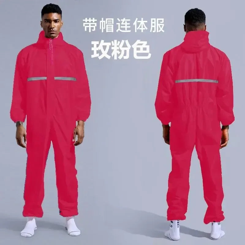 One-Piece Hooded Waterproof Motorcycle Riding Raincoat - Lightweight Dustproof Outdoor Work Clothes for Men and Women - Trekker Essentials