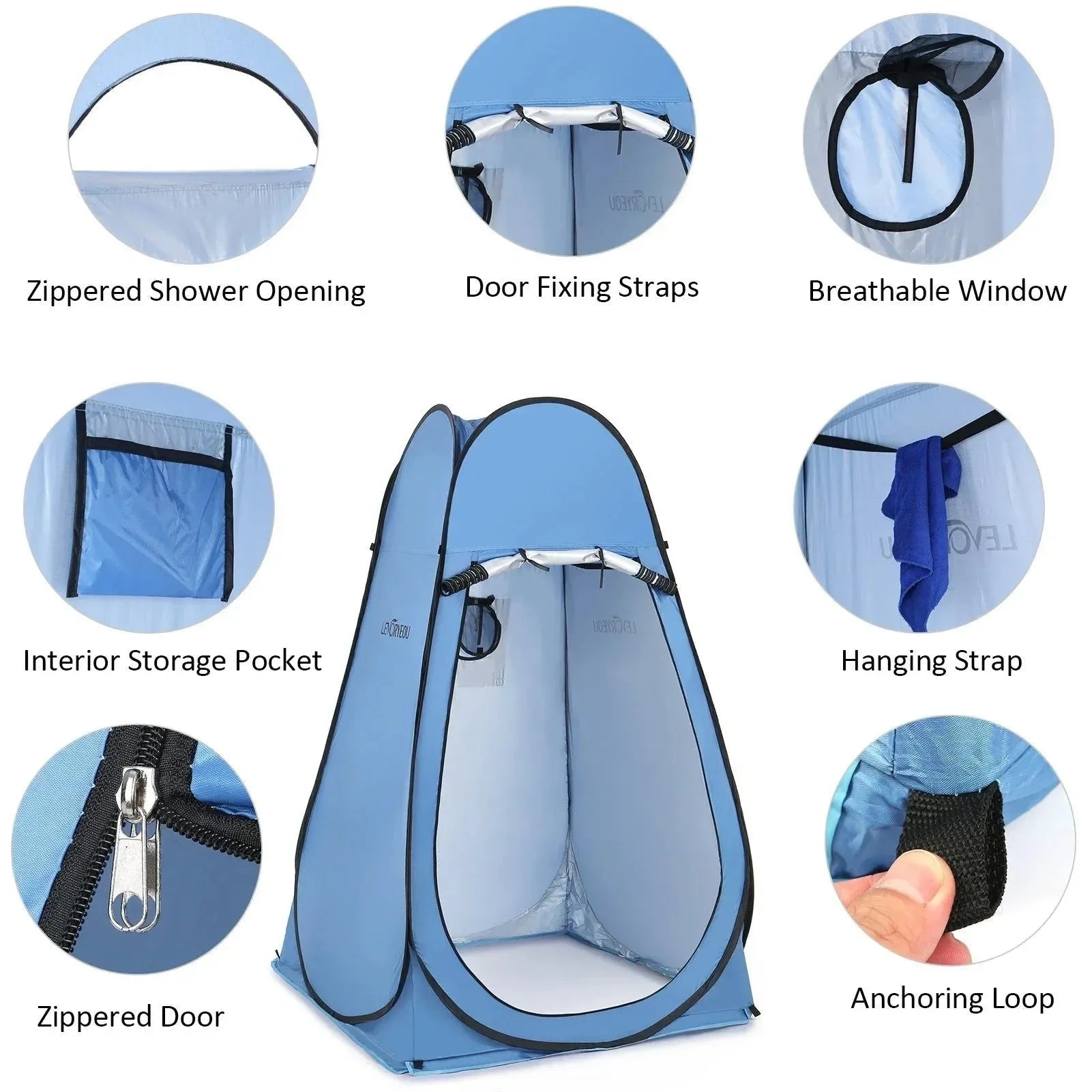 One-Touch Ultralight Changing Tent - Portable Outdoor Camping Beach Instant Shower Tent, Pop Up Privacy Shelter with Window - Trekker Essentials