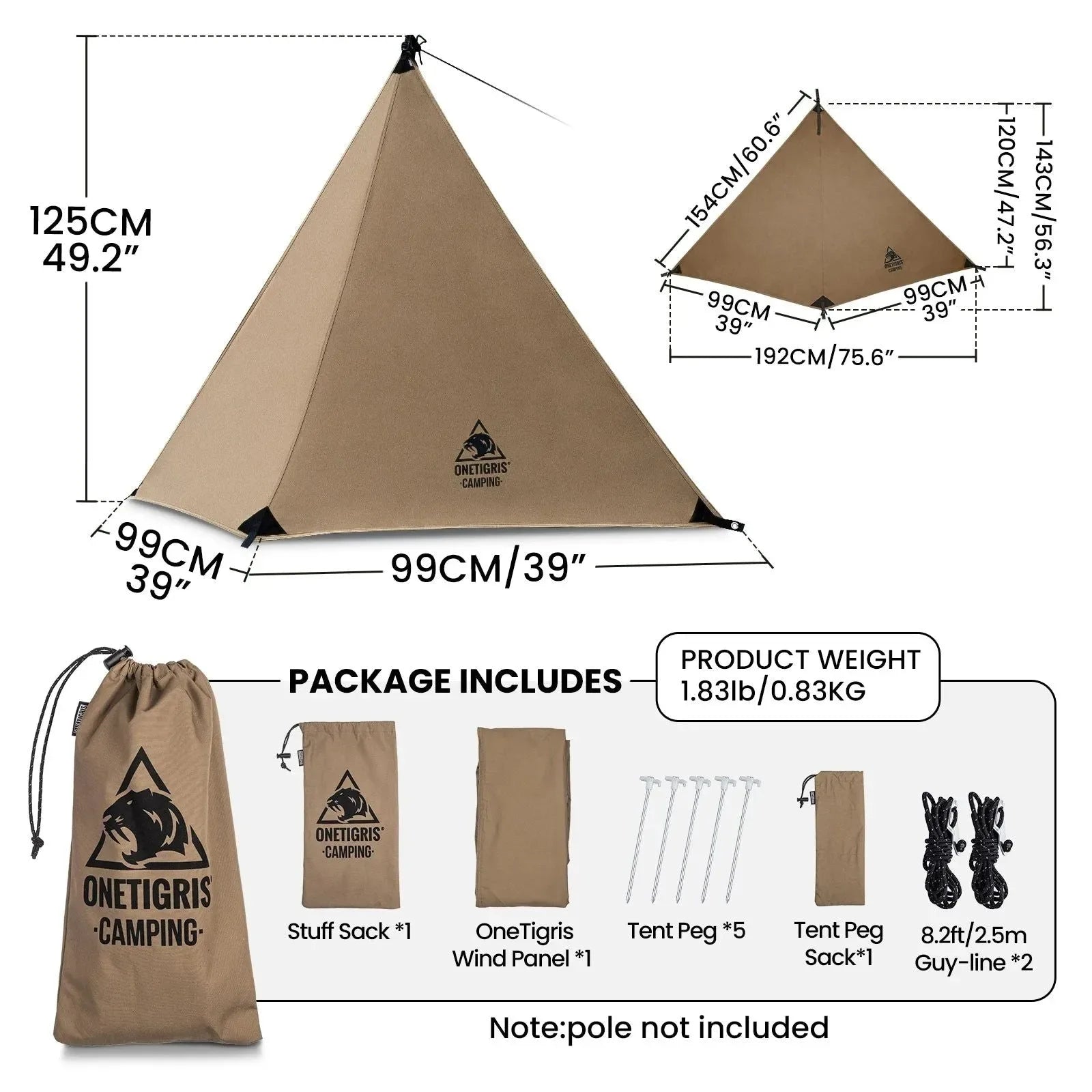OneTigris Camping Tarp Survivalist - Heavy Duty Terylene Cotton Wind Tarp for Outdoor Cooking Spaces - Trekker Essentials