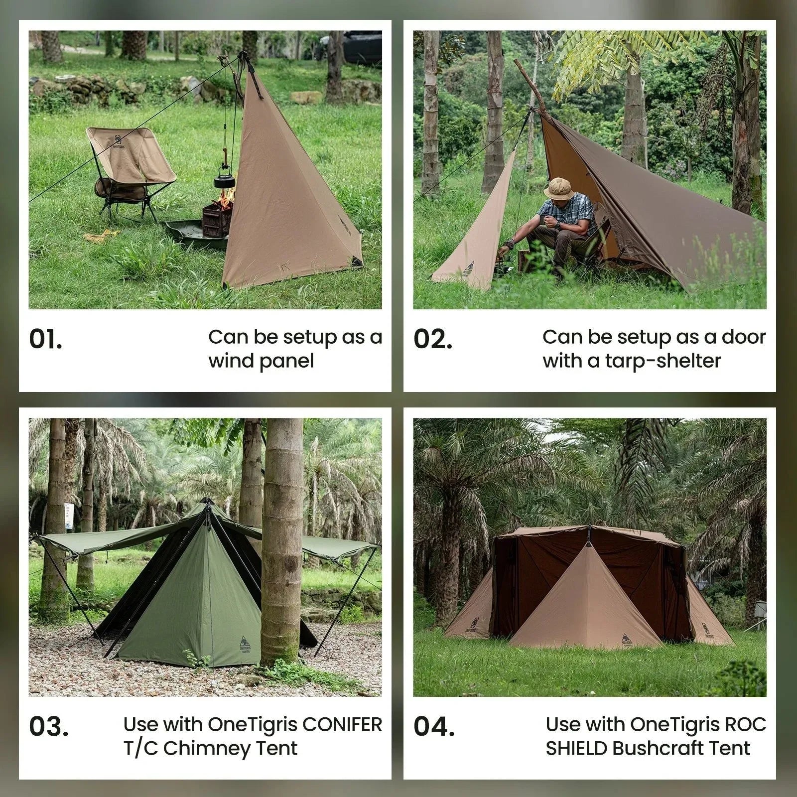 OneTigris Camping Tarp Survivalist - Heavy Duty Terylene Cotton Wind Tarp for Outdoor Cooking Spaces - Trekker Essentials