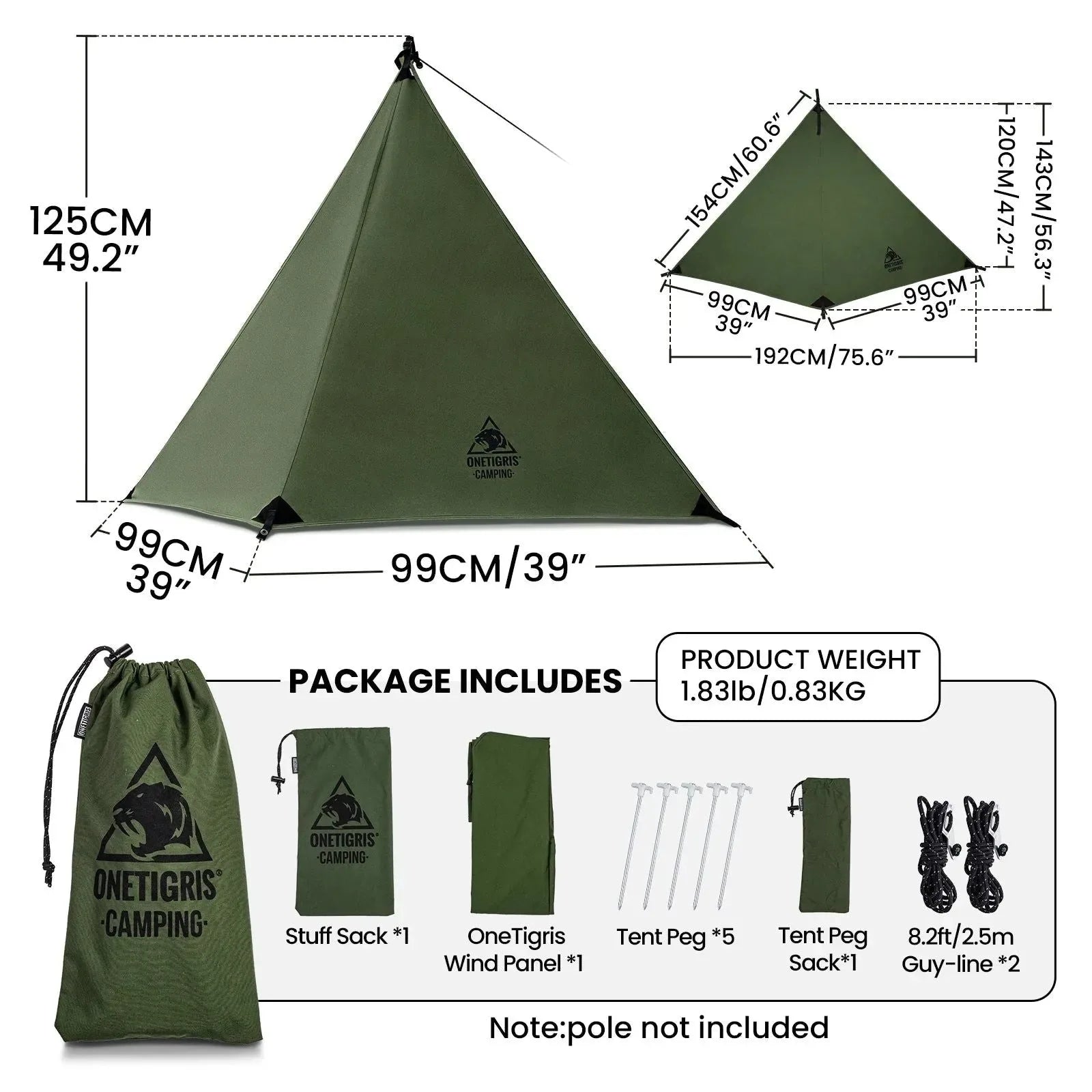 OneTigris Camping Tarp Survivalist - Heavy Duty Terylene Cotton Wind Tarp for Outdoor Cooking Spaces - Trekker Essentials