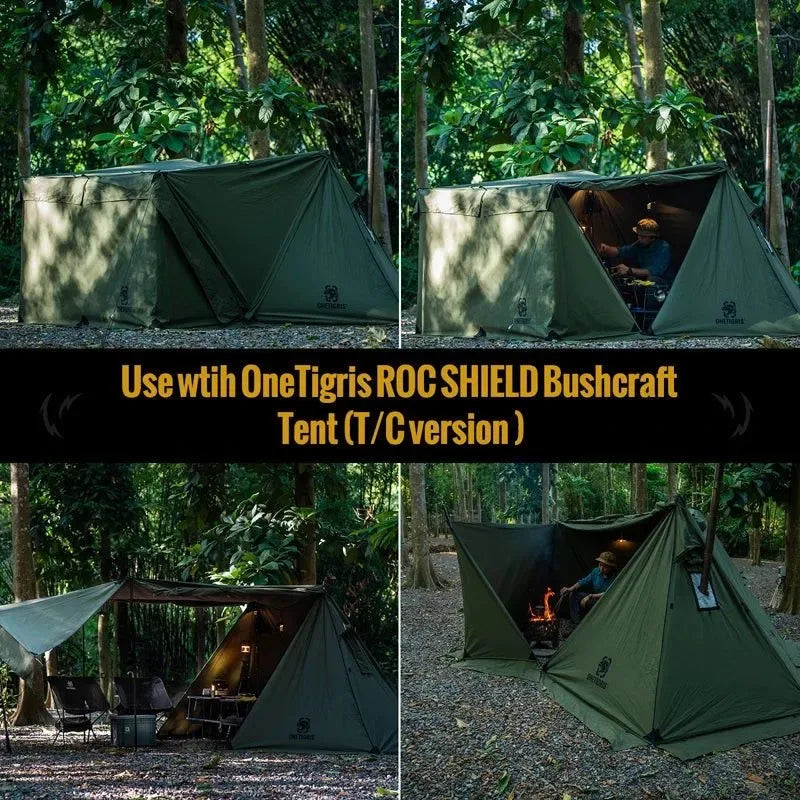 OneTigris Survivalist Heavy Duty Terylene Cotton Wind Tarp - BULLBAT T/C Camping Tarp for Campfires and Outdoor Cooking Spaces - Trekker Essentials