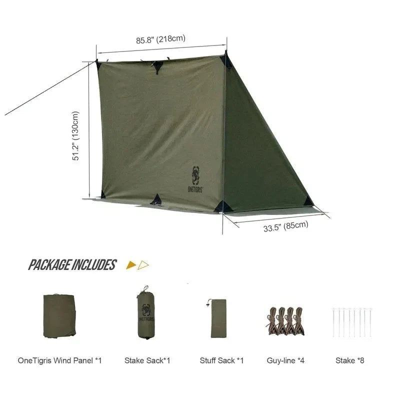 OneTigris Survivalist Heavy Duty Terylene Cotton Wind Tarp - BULLBAT T/C Camping Tarp for Campfires and Outdoor Cooking Spaces - Trekker Essentials