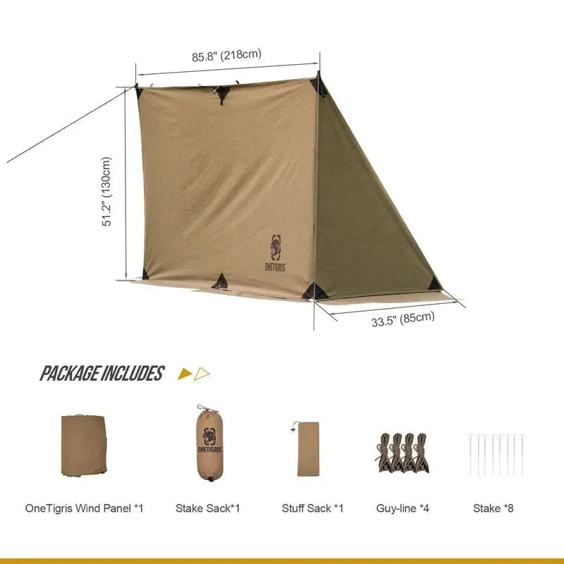 OneTigris Survivalist Heavy Duty Terylene Cotton Wind Tarp - BULLBAT T/C Camping Tarp for Campfires and Outdoor Cooking Spaces - Trekker Essentials