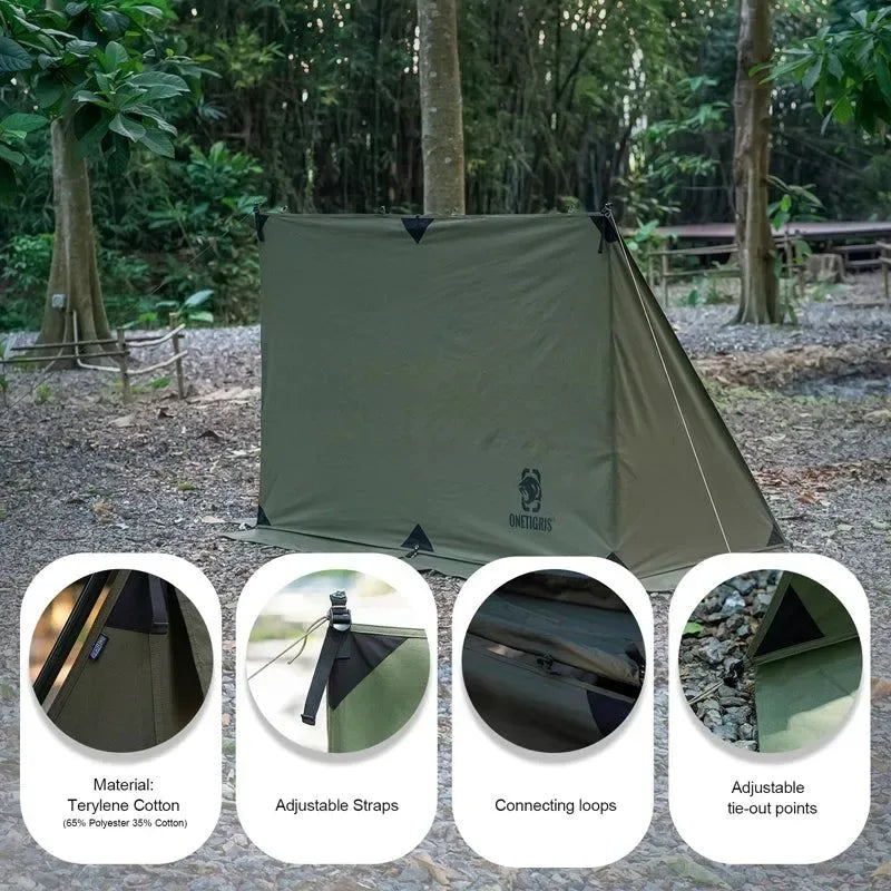 OneTigris Survivalist Heavy Duty Terylene Cotton Wind Tarp - BULLBAT T/C Camping Tarp for Campfires and Outdoor Cooking Spaces - Trekker Essentials