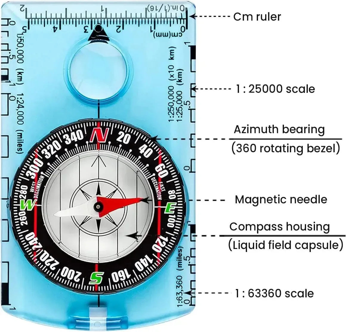 Orienteering Compass - Hiking Backpacking Compass | Advanced Scout Compass for Camping & Navigation - Baseplate Survival Tool - Trekker Essentials