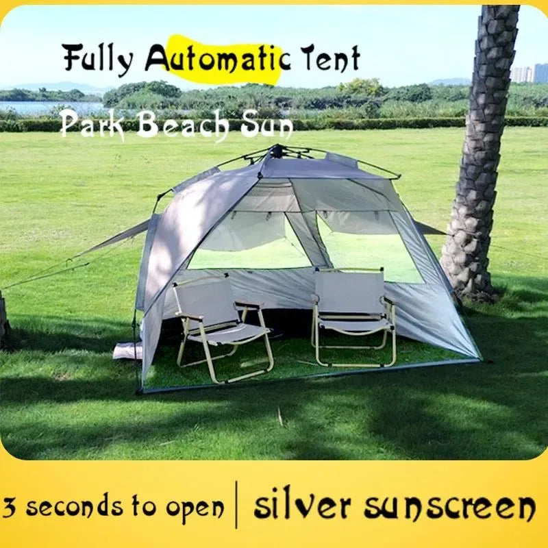 Outdoor 3-4 Person One-touch Camping Tent Quick Automatic Open Beach Tent - Trekker Essentials
