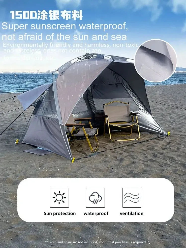 Outdoor 3-4 Person One-touch Camping Tent Quick Automatic Open Beach Tent - Trekker Essentials
