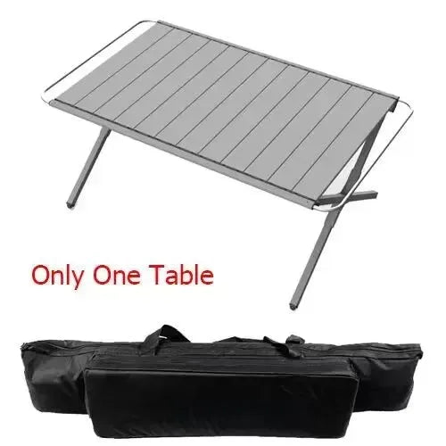 Outdoor Aluminum Alloy IGT Table - Portable Telescopic Camping Table with Gas Stove and Teaism Tray - Trekker Essentials