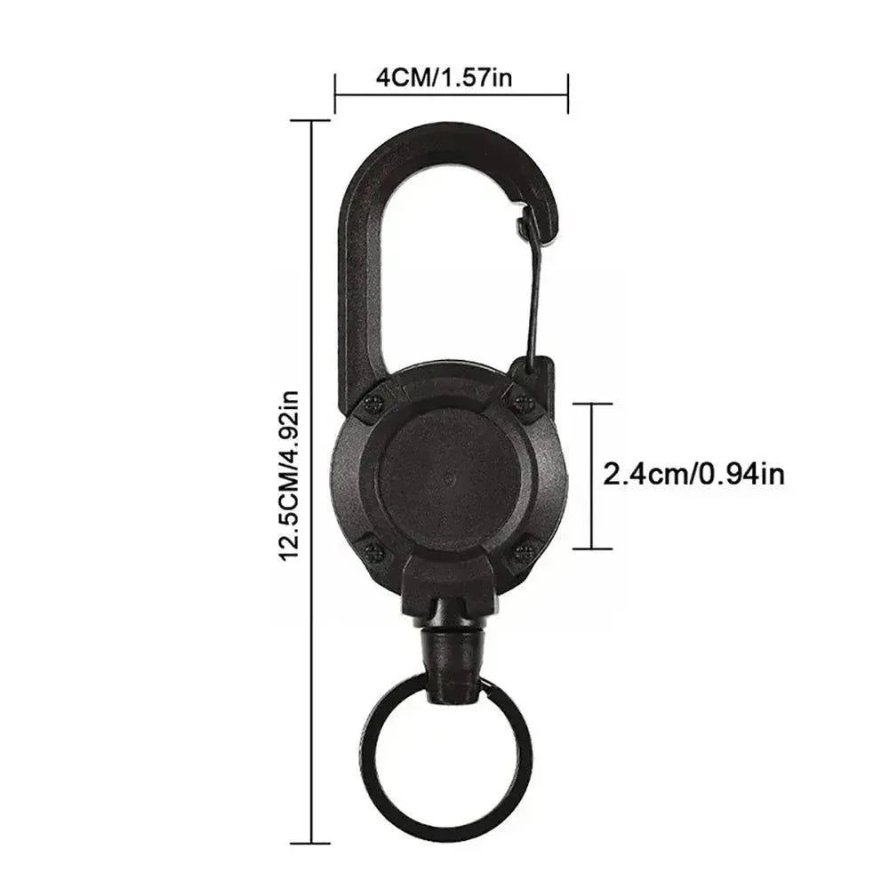 Outdoor Automatic Heavy Duty Retractable Wire Rope Keychain - Trekker Essentials