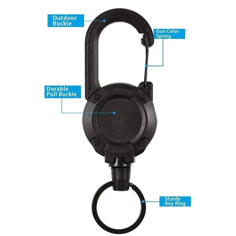 Outdoor Automatic Heavy Duty Retractable Wire Rope Keychain - Trekker Essentials