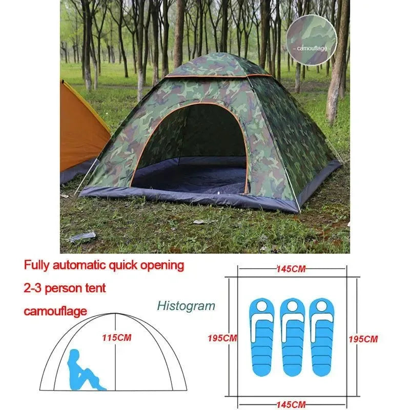 Outdoor Automatic Pop Up Camping Tent 1-4 Person Family Multiple Models Easy Open Hiking Travelling Tents - Trekker Essentials