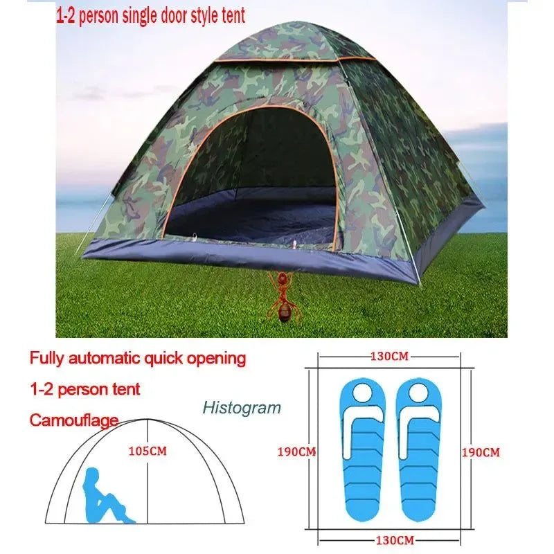 Outdoor Automatic Pop Up Camping Tent 1-4 Person Family Multiple Models Easy Open Hiking Travelling Tents - Trekker Essentials