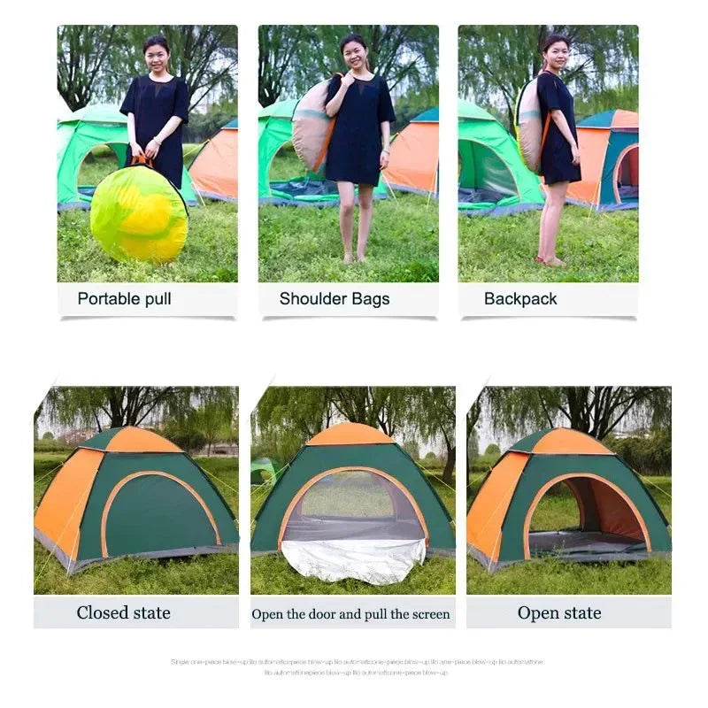 Outdoor Automatic Pop Up Camping Tent 1-4 Person Family Multiple Models Easy Open Hiking Travelling Tents - Trekker Essentials