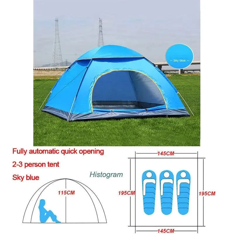 Outdoor Automatic Pop Up Camping Tent 1-4 Person Family Multiple Models Easy Open Hiking Travelling Tents - Trekker Essentials
