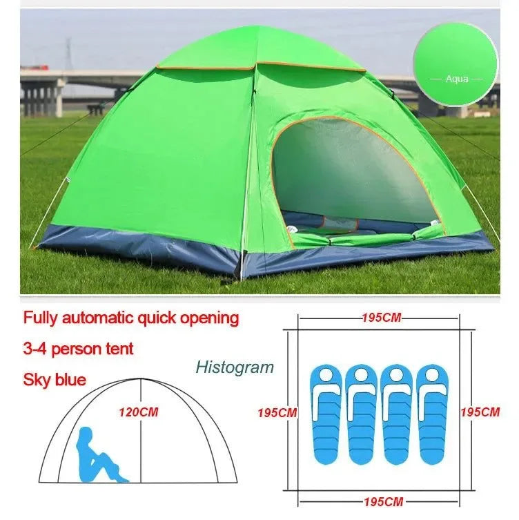 Outdoor Automatic Pop Up Camping Tent 1-4 Person Family Multiple Models Easy Open Hiking Travelling Tents - Trekker Essentials