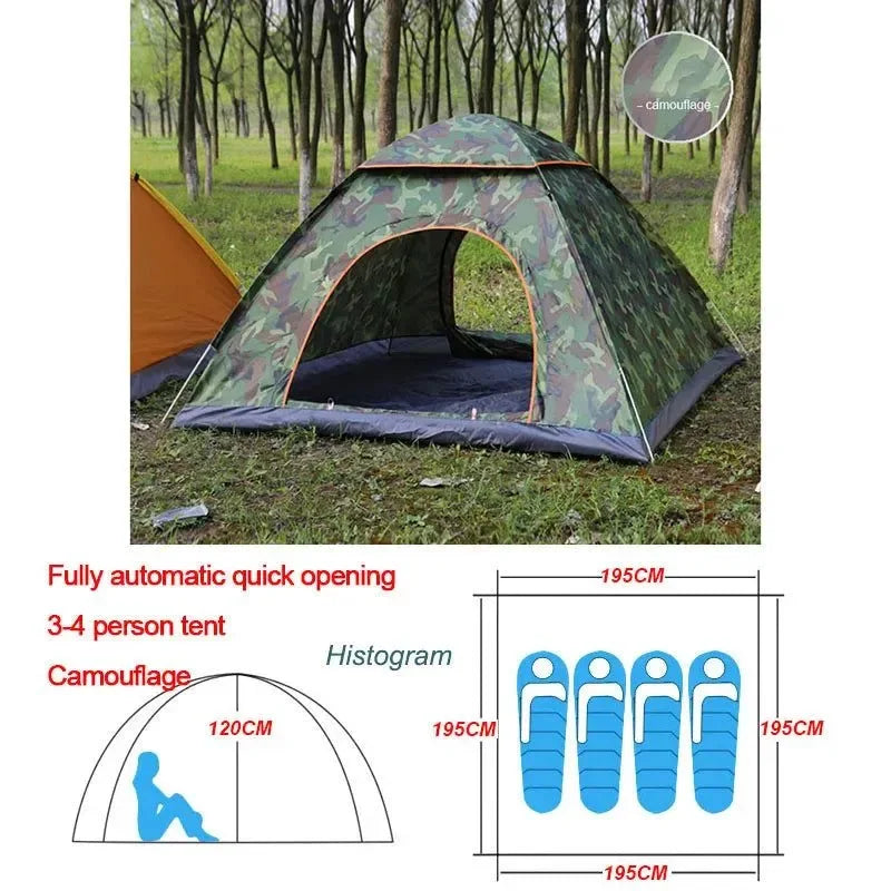 Outdoor Automatic Pop Up Camping Tent 1-4 Person Family Multiple Models Easy Open Hiking Travelling Tents - Trekker Essentials