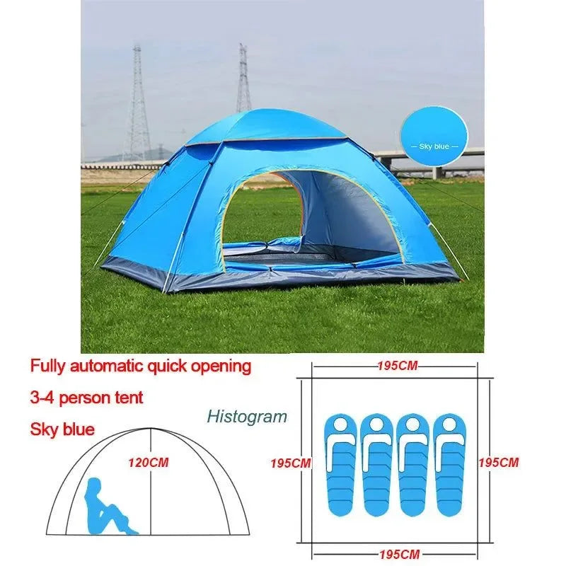 Outdoor Automatic Pop Up Camping Tent 1-4 Person Family Multiple Models Easy Open Hiking Travelling Tents - Trekker Essentials