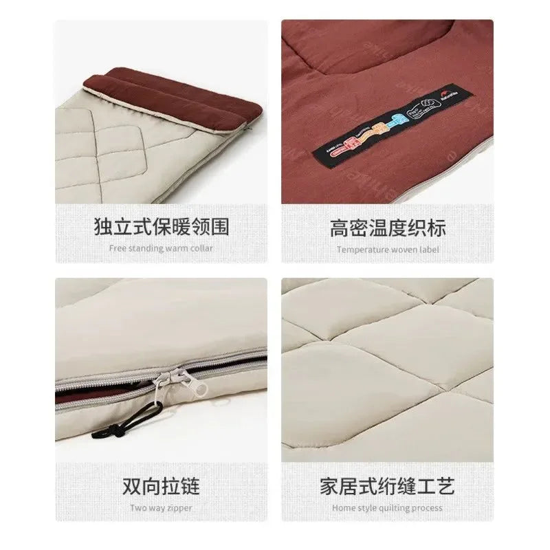 Outdoor Camp Splicing Cotton Sleeping Bag Warm Tent Sleeping Bag Camping Quilt Winter Thickened Cotton Sleeping Bag - Trekker Essentials