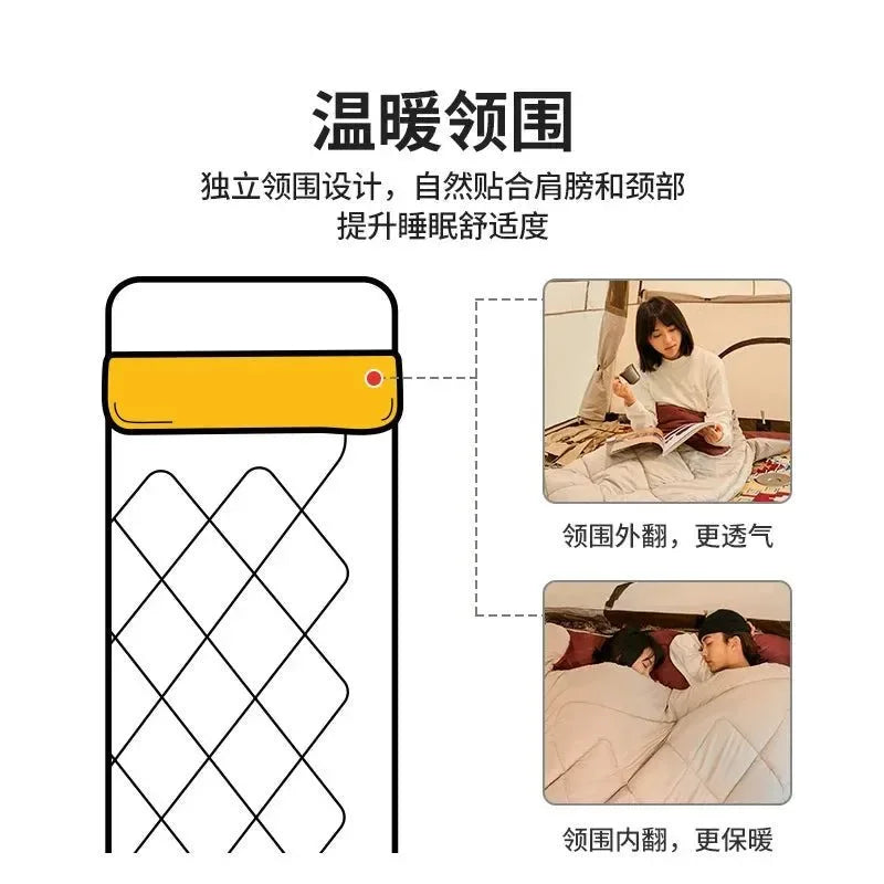 Outdoor Camp Splicing Cotton Sleeping Bag Warm Tent Sleeping Bag Camping Quilt Winter Thickened Cotton Sleeping Bag - Trekker Essentials