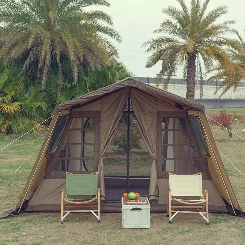 Outdoor Camping Camping Double Tent Family Multi-cabin Light Luxury Camping Tent 52r Camp - Trekker Essentials