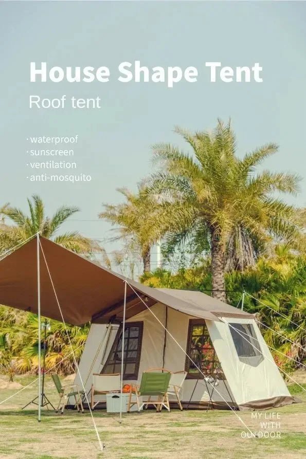 Outdoor Camping Camping Double Tent Family Multi-cabin Light Luxury Camping Tent 52r Camp - Trekker Essentials