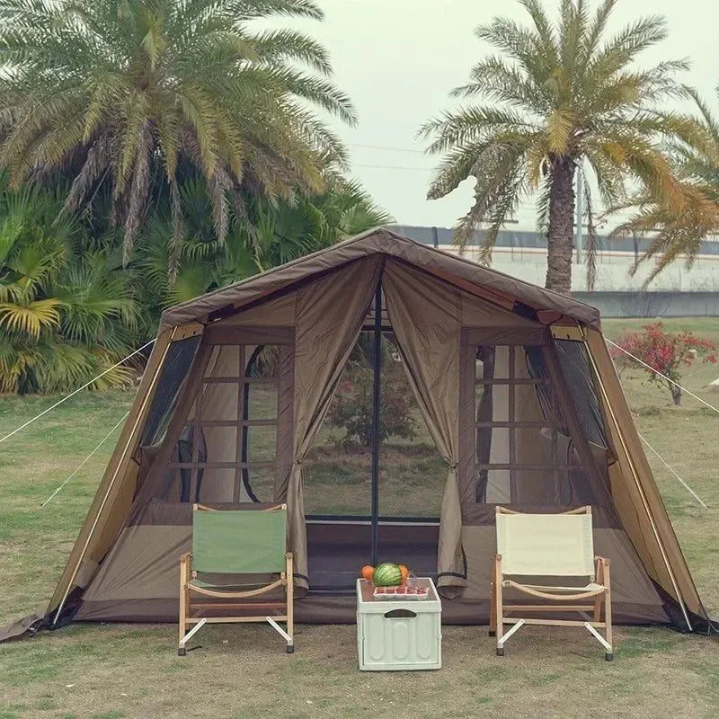 Outdoor Camping Camping Double Tent Family Multi-cabin Light Luxury Camping Tent 52r Camp - Trekker Essentials