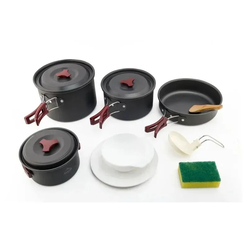 Outdoor Camping Cookware Set: Compact and Durable Kit for Hiking and Picnics - Trekker Essentials
