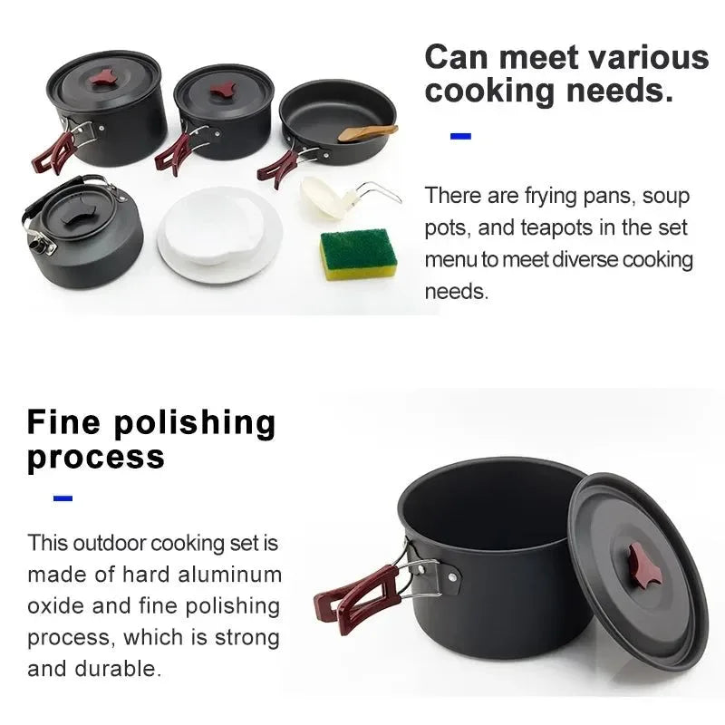 Outdoor Camping Cookware Set: Compact and Durable Kit for Hiking and Picnics - Trekker Essentials