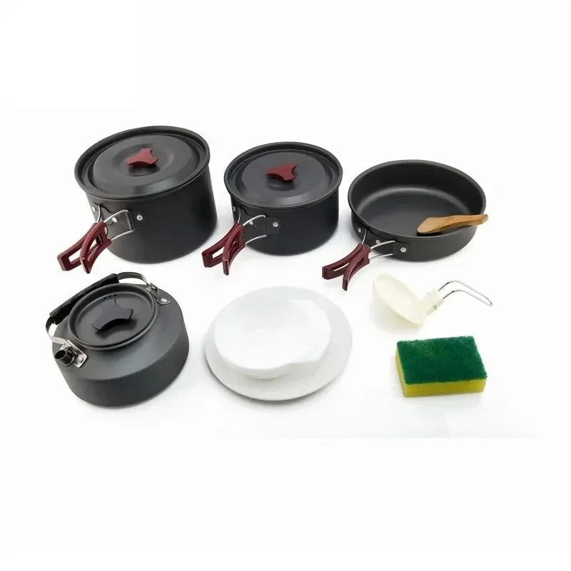 Outdoor Camping Cookware Set: Compact and Durable Kit for Hiking and Picnics - Trekker Essentials