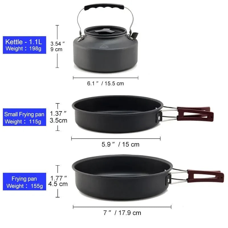 Outdoor Camping Cookware Set: Compact and Durable Kit for Hiking and Picnics - Trekker Essentials