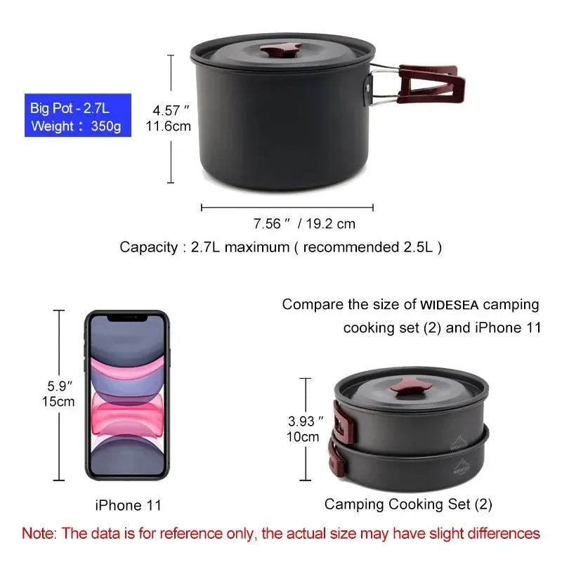 Outdoor Camping Cookware Set: Compact and Durable Kit for Hiking and Picnics - Trekker Essentials