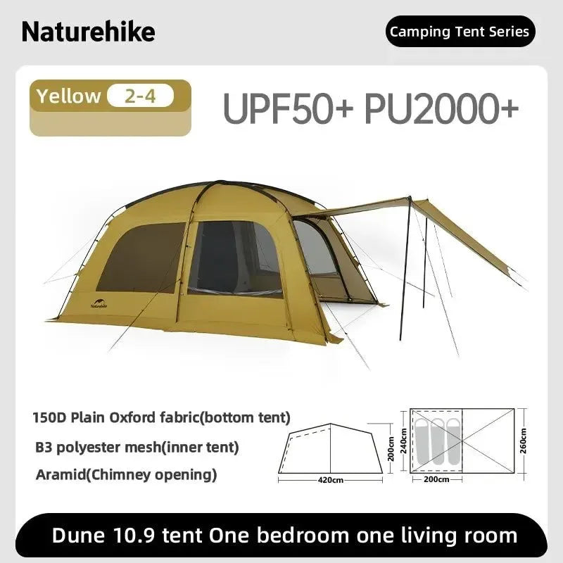 Outdoor Camping Dune 10.9 Tent - Large Space Family Tent for 4-5 People - Trekker Essentials