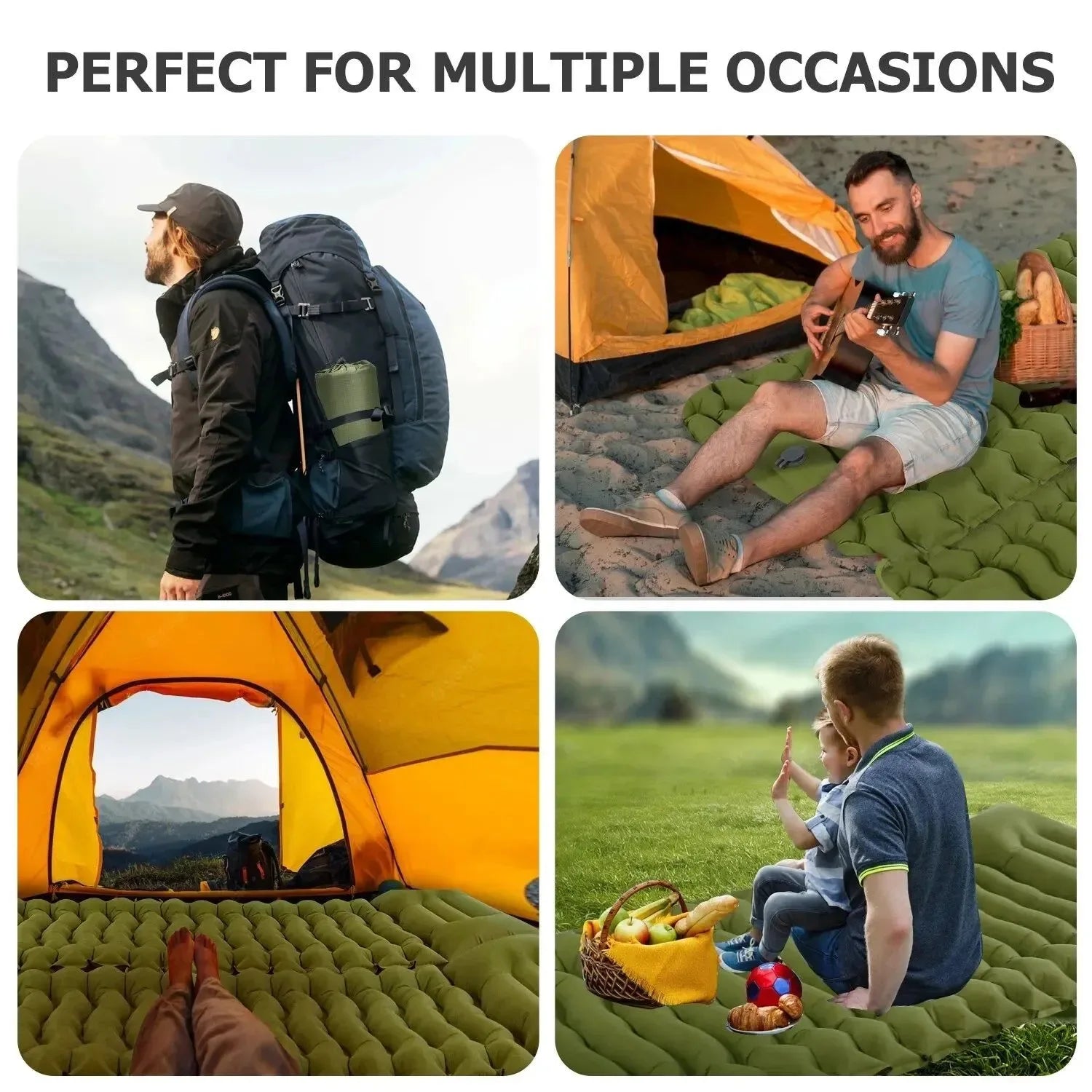 Outdoor Camping Inflatable Mattress - Thicken Sleeping Pad with Built-in Pillow & Pump for Travel, Hiking, Climbing - Trekker Essentials