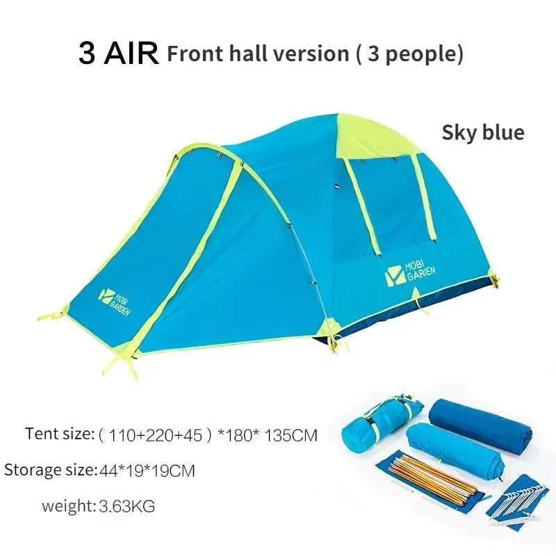 Outdoor Camping Mountaineering Windproof Rainproof Double Layer Tent: Cold Mountain 3AIR Lobby Version - Trekker Essentials