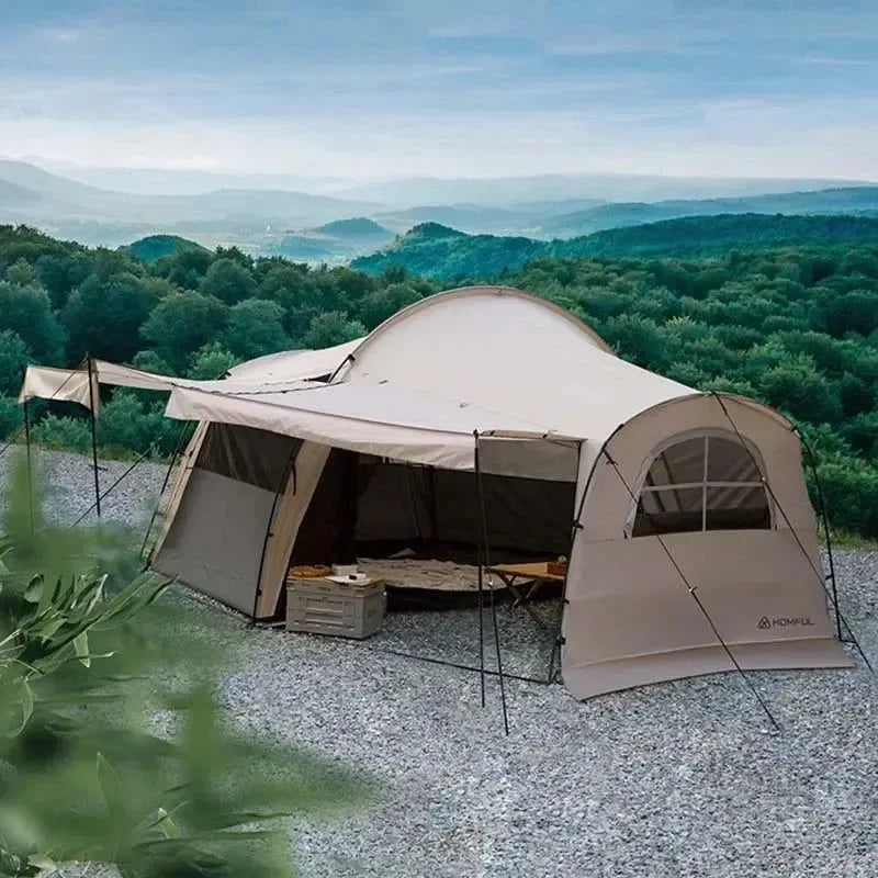 Outdoor Camping Portable Large Space Shelter Tent with Inner Tent | Multi-Door, Multi-Window, Rainproof, Windproof, Sunproof - Trekker Essentials