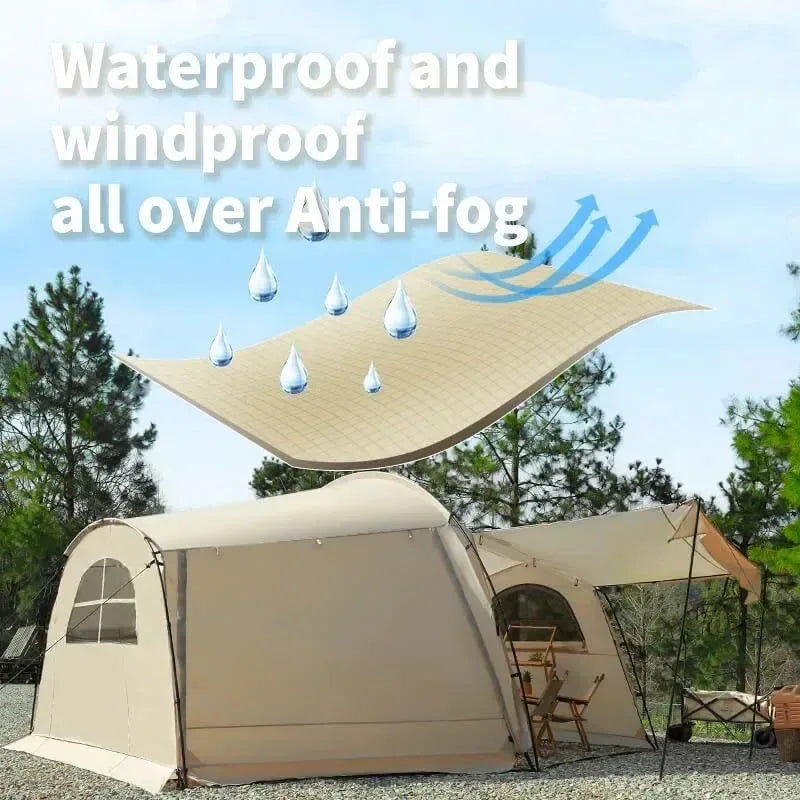 Outdoor Camping Portable Large Space Shelter Tent with Inner Tent | Multi-Door, Multi-Window, Rainproof, Windproof, Sunproof - Trekker Essentials