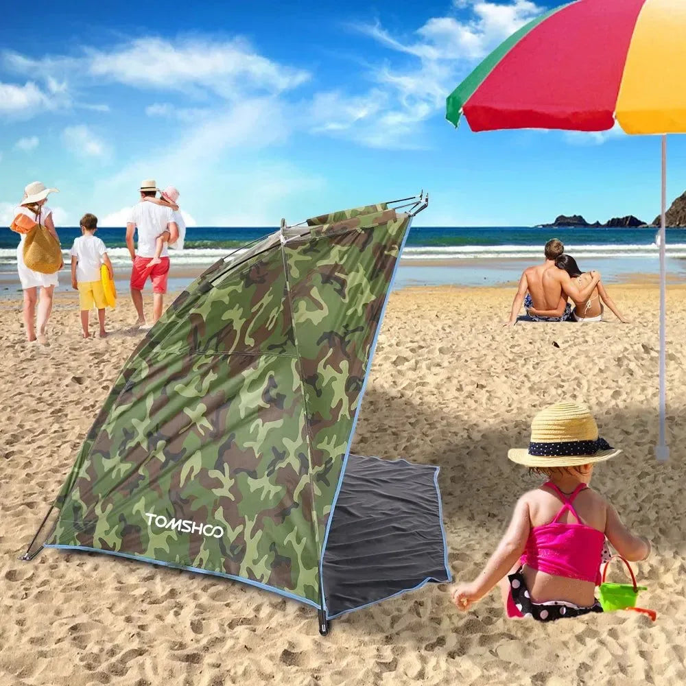 Outdoor Camping Tent - Single Layer Anti UV Beach Tent with Sun Shelter Awning - Trekker Essentials